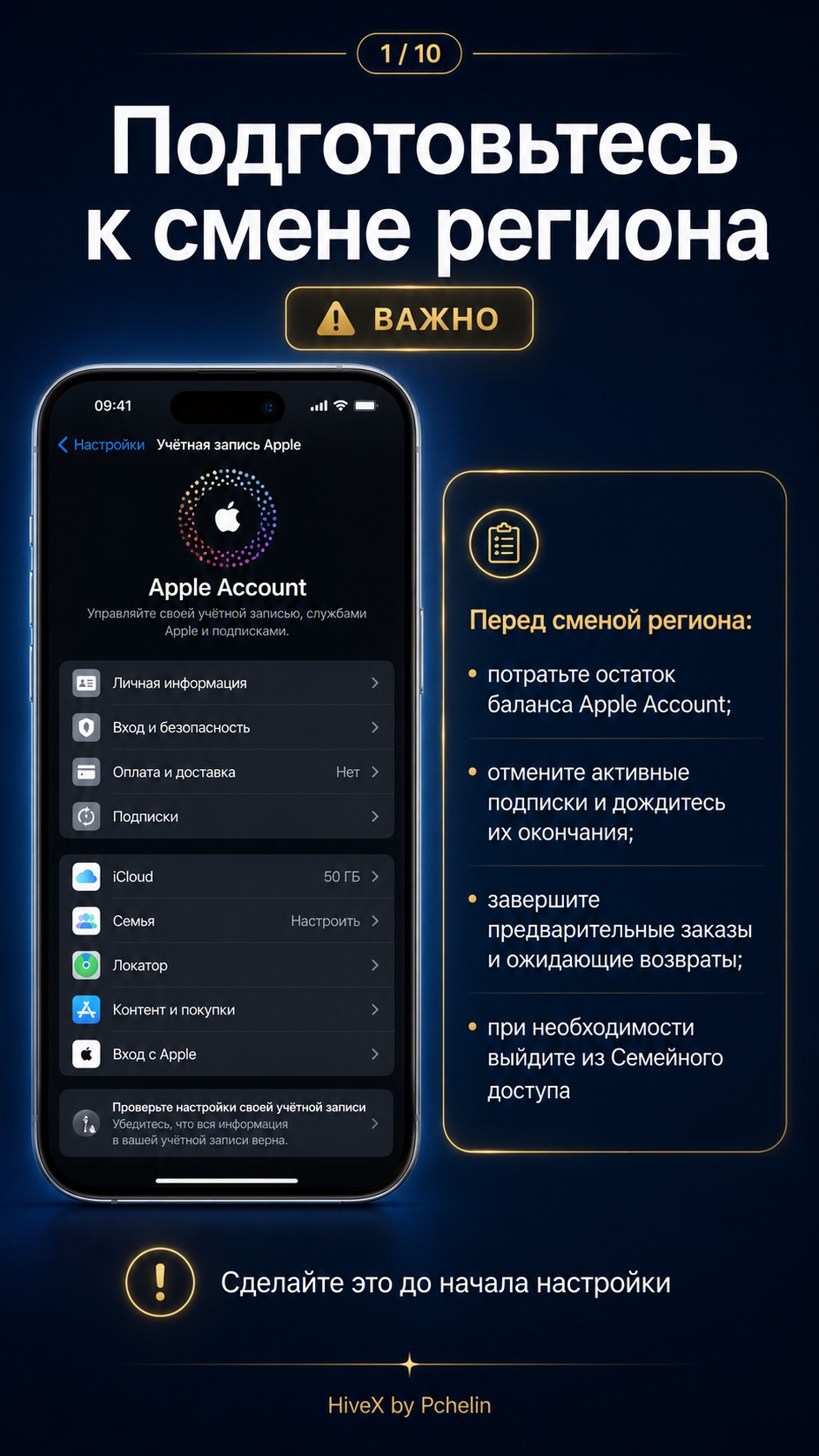 Шаг 1: проверьте баланс, подписки, заказы и Семейный доступ